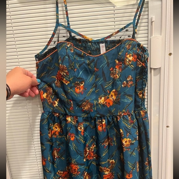 Xhilaration High-low dress size Medium in Beautiful Teal & Orange Fall Colors - Picture 3 of 8